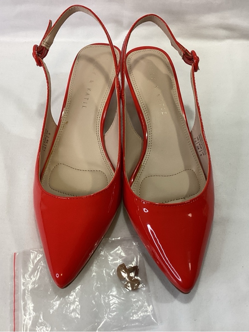 Kelly & Katie Red Patent Pointed Slingback Low Heels SZ 7.5 EUC $69